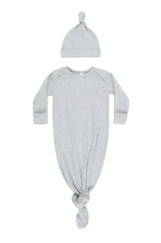 Dusty Blue Knotted Gown + Hat Set