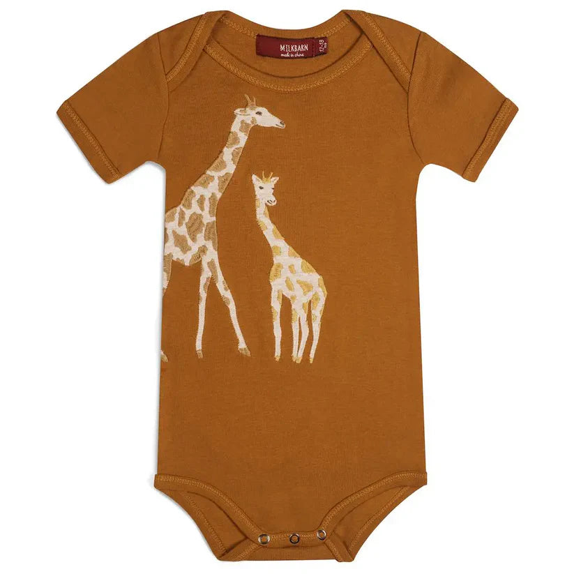 Giraffe Applique Organic Cotton Short Sleeve One Piece