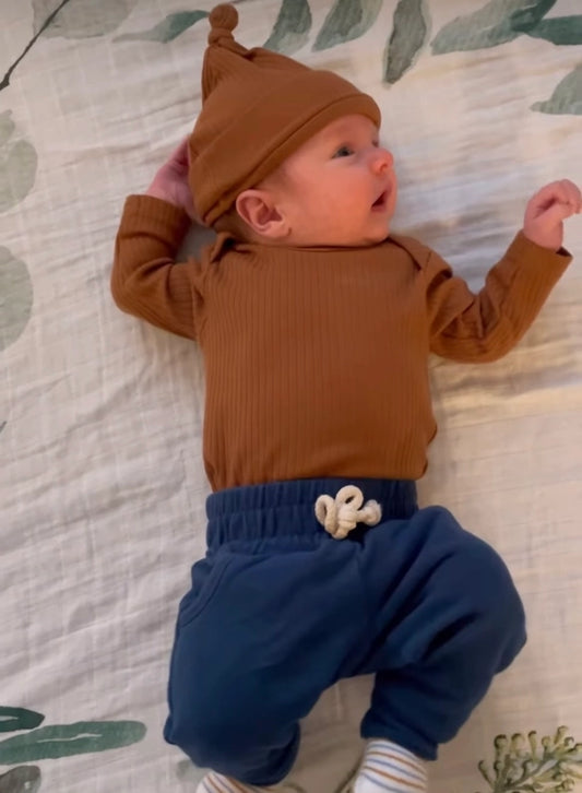 Burnt Umber Long Sleeve Organic Bodysuit