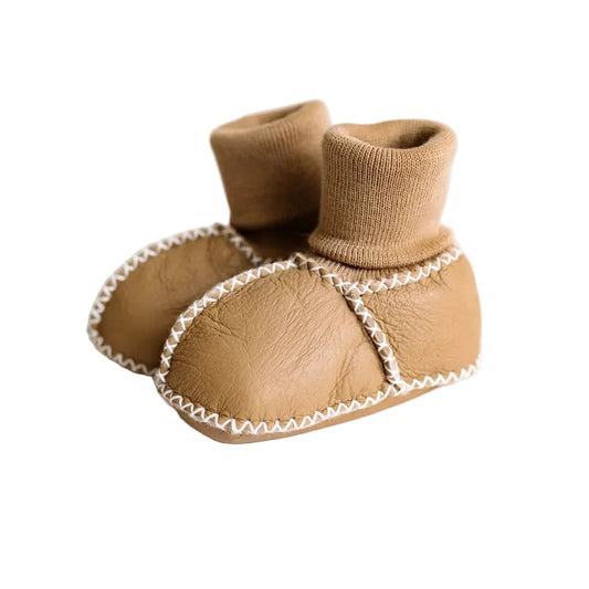 Cozy Lambskin Booties Tan