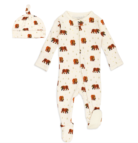 Brown Bear, Brown Bear 2-Way Zipper Footie & Hat Set