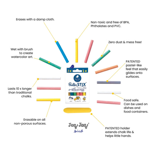 Butter Stix - Dustless Chalk Colors with holder