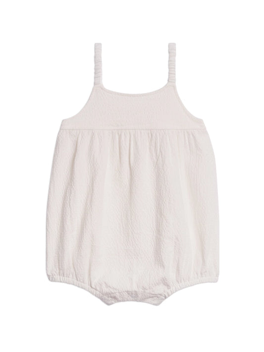 Caspia Seersucker Bubble Romper in Coconut