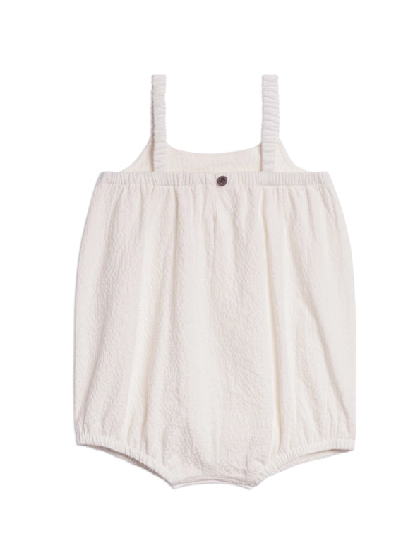 Caspia Seersucker Bubble Romper in Coconut