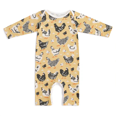 Chicken Family Print Long Sleeve Romper