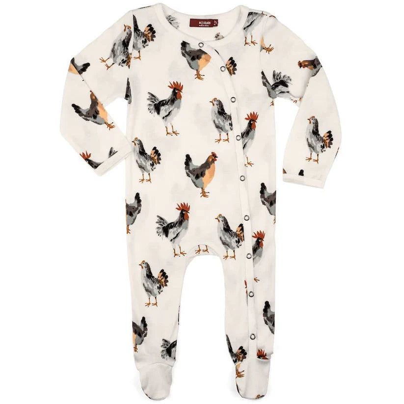 Chicken Organic Cotton Snap Footed Romper