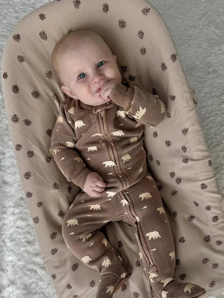 Latte Bear Cozy Printed 2-Way Zipper Footie