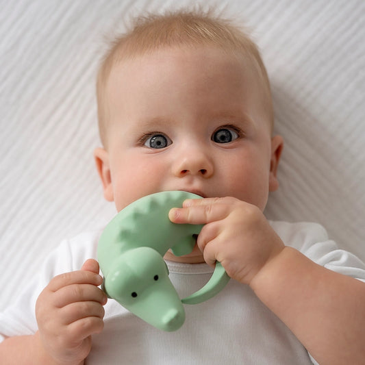 Crocodile Organic Natural Rubber Teether & Rattle