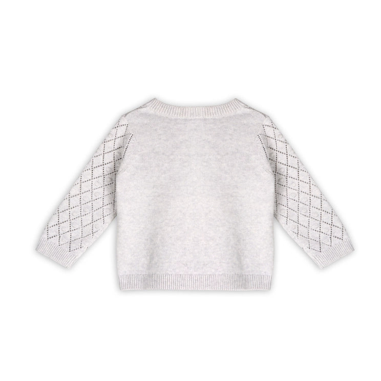 Dobby Pointelle Sweater Knit Baby Cardigan