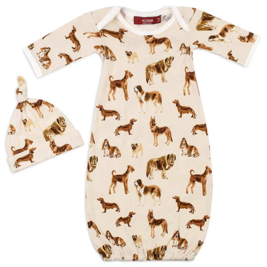 Natural Dog Organic Cotton Gown & Hat Set