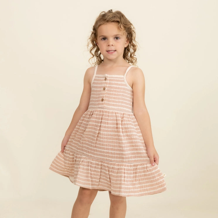 Organic Button Tiered Dress