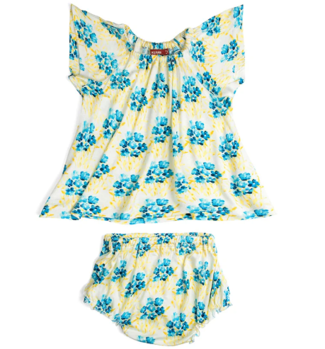 Sky Floral Bamboo Dress & Bloomer Set