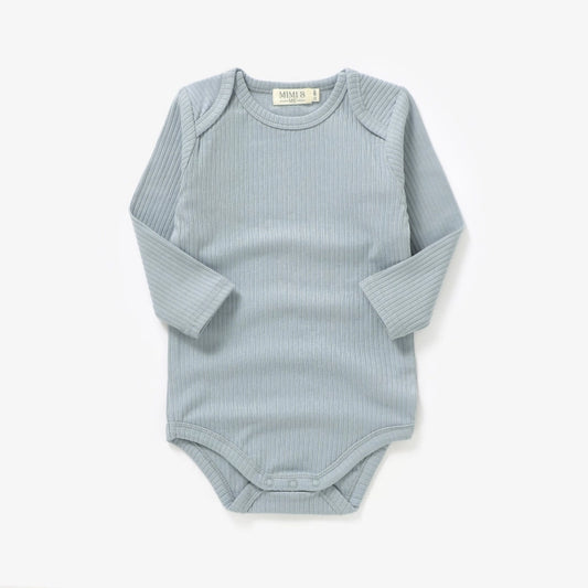 Dusty Blue Long Sleeve Organic Bodysuit
