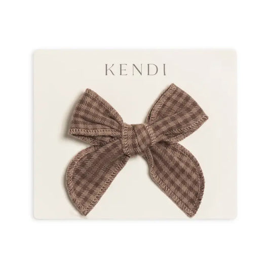 Flannel Bow Clip in Chestnut Plaid