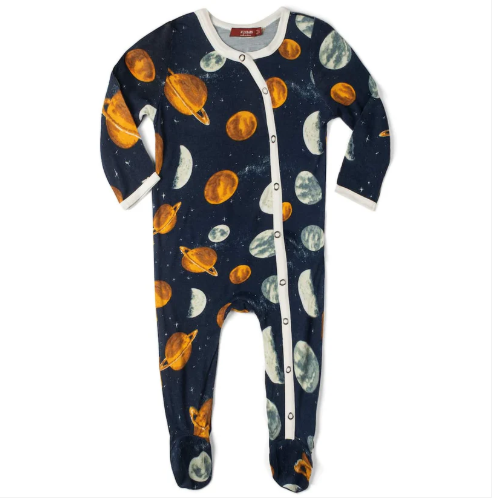 Planets Bamboo Snap Footed Romper