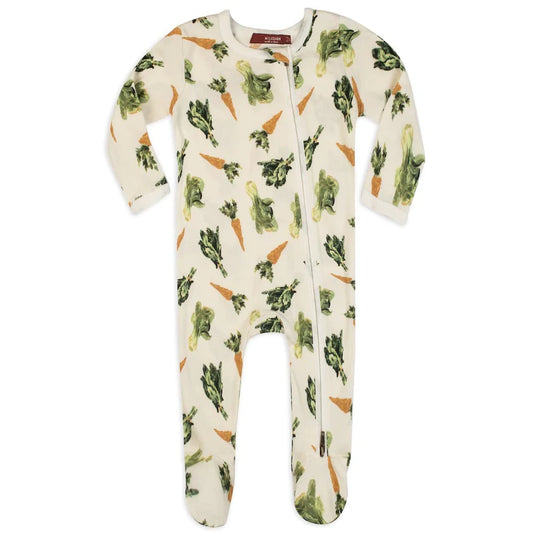 Fresh Veggies Organic Cotton Zip Footed Romper