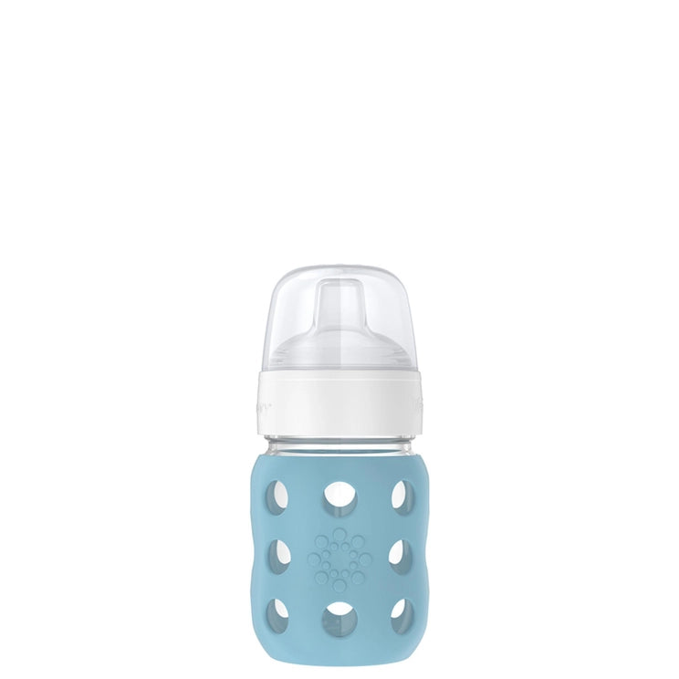 Denim 8oz Glass Baby Bottle Sippy Spout