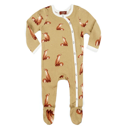 Gold Fox Organic Cotton Snap Footed Romper