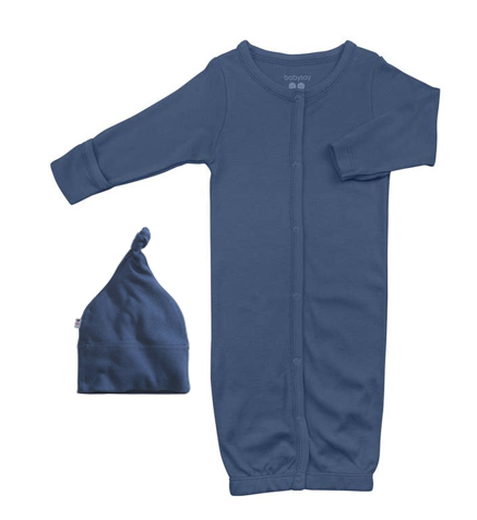 Indigo Snap Gown & Knot Hat Set