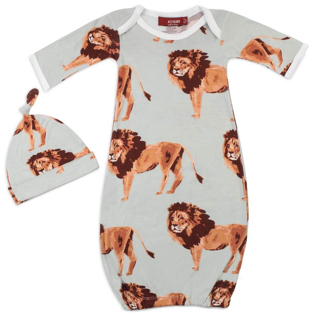 Lion Bamboo Gown & Hat Set