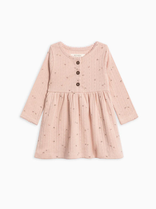 Bryn Brushed Back Pointelle Henley Dress in Haran Floral
