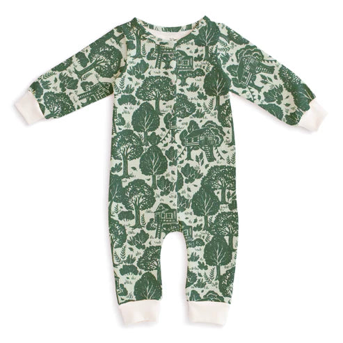 Tree Houses Green French Terry Jumpsuit
