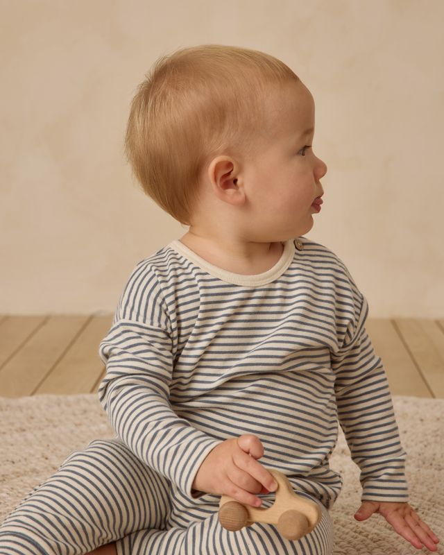 Ocean Micro Stripe Long Sleeve Tee & Drawstring Pant Set