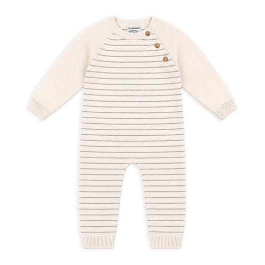 Side Button Knit Stripe Romper
