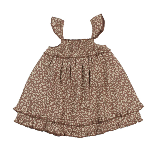 Latte Floral Printed Smocked Dress