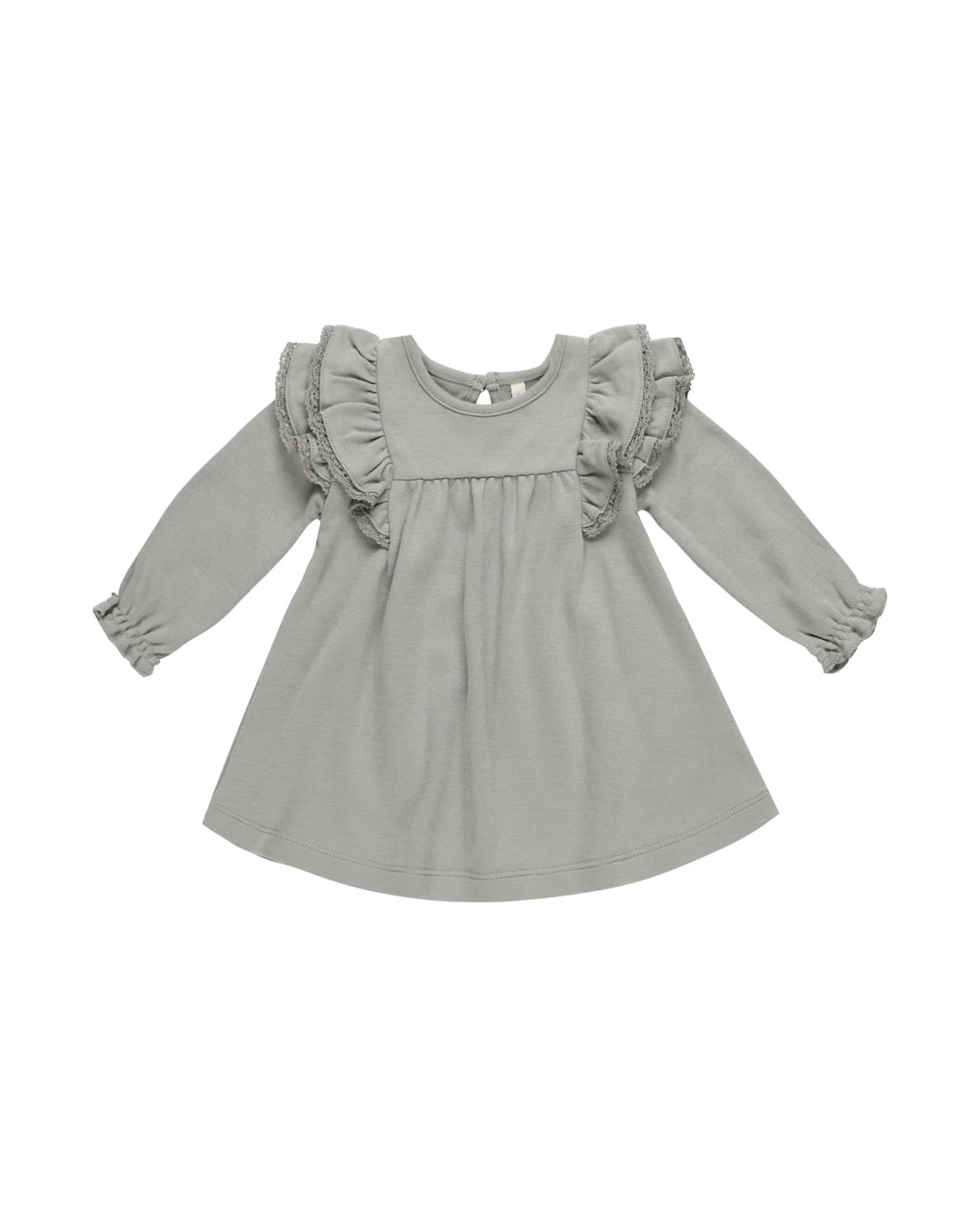 Dusty Blue Long Sleeve Flutter Dress 4-5y