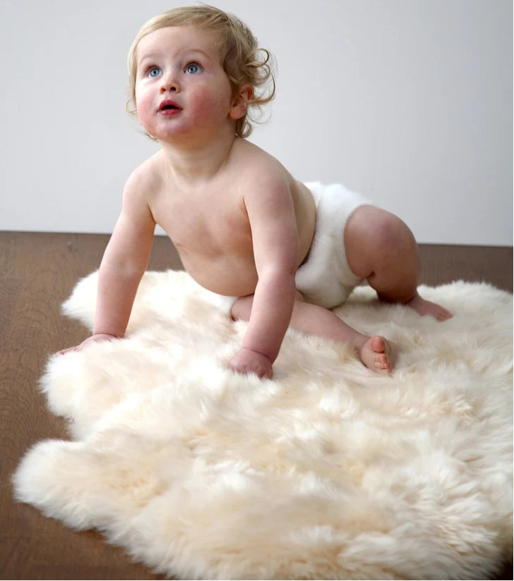 Natural Sheepskin Baby Rug Long Wool