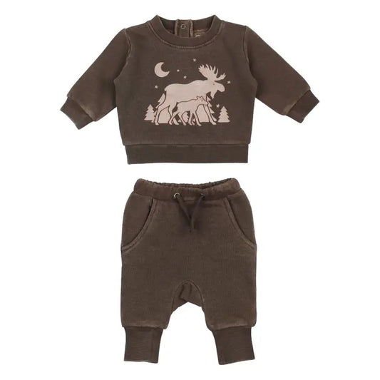 Cozy Sweatshirt & Jogger Set in Bark Moose