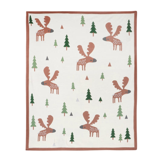 Wild Moose Organic Cotton Jacquard Knit Baby Blanket