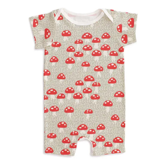 Mushrooms Sage Short Sleeve Romper
