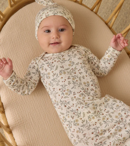Woodland Bamboo Knotted Gown + Hat Set