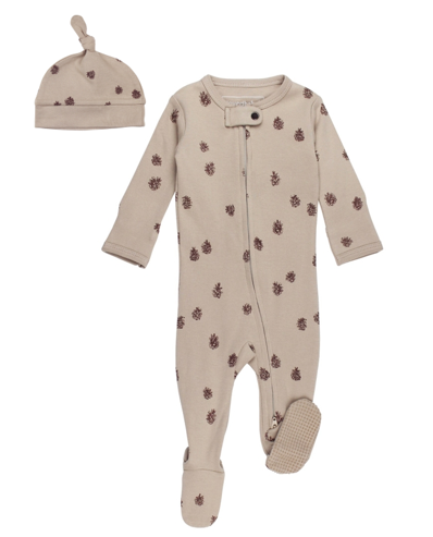 Pinecone 2-Way Zipper Footie & Hat Set