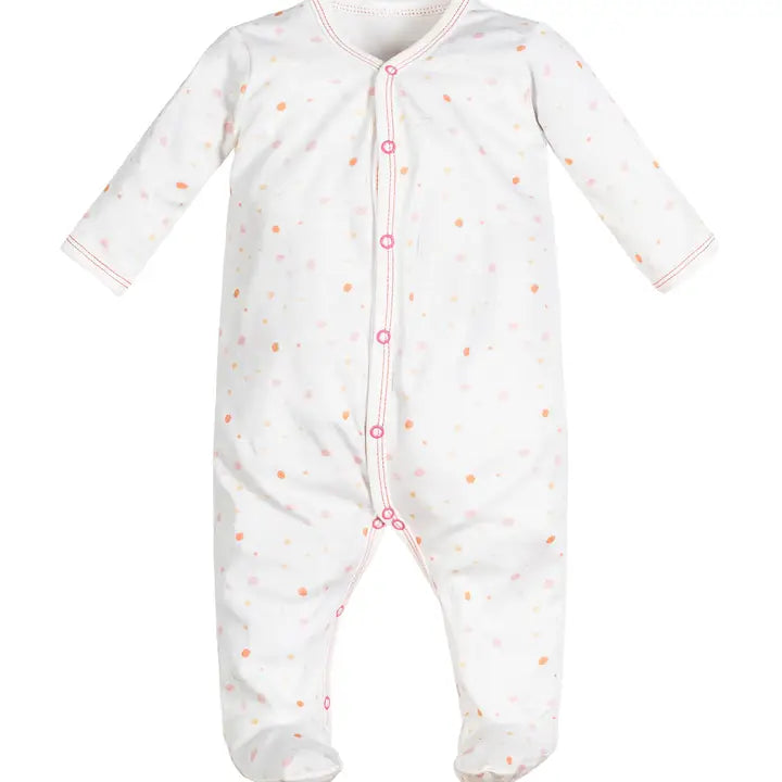 Pink Dots Snap Front Footie
