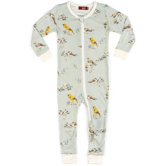 Blue Bird Bamboo Zipper Pajama