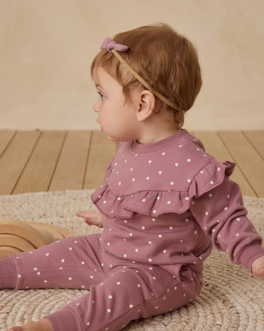 Ruffle Fleece Polka Dot Sweatshirt Set