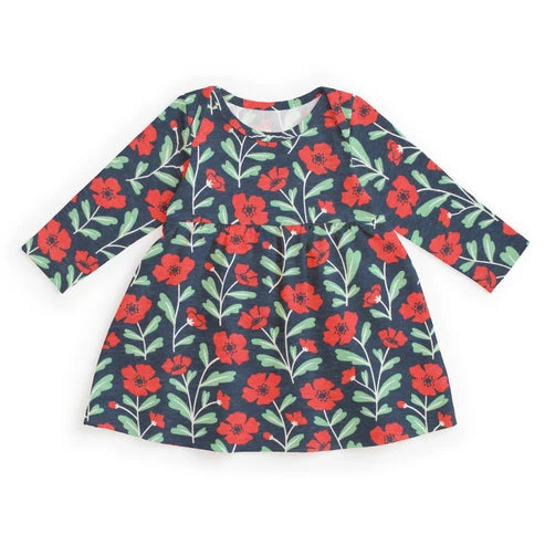 Lausanne Baby Dress Poppies Navy