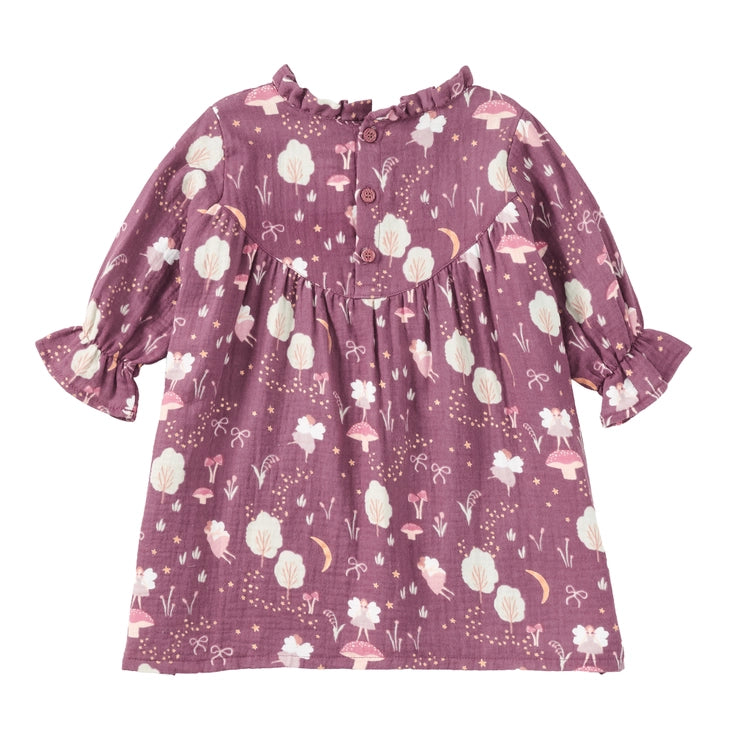 Muslin Long Sleeve Ruffle Trim Dress - Forest Fairies