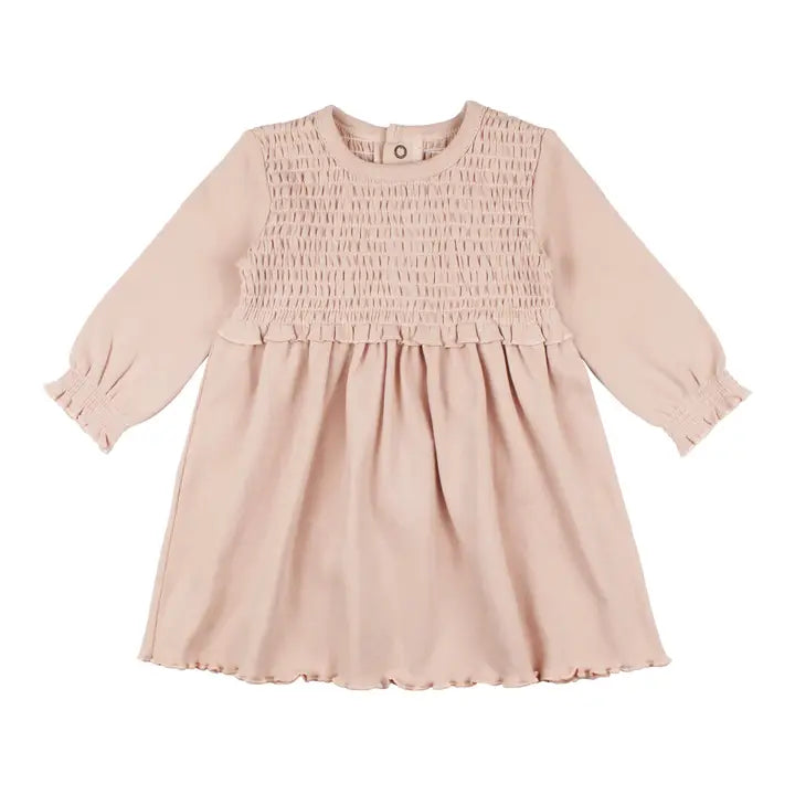 Organic Smocked Dress in Rosewater