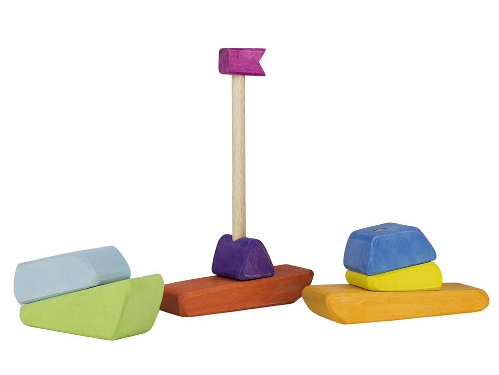 Wooden Rainbow Sailboat Stacker