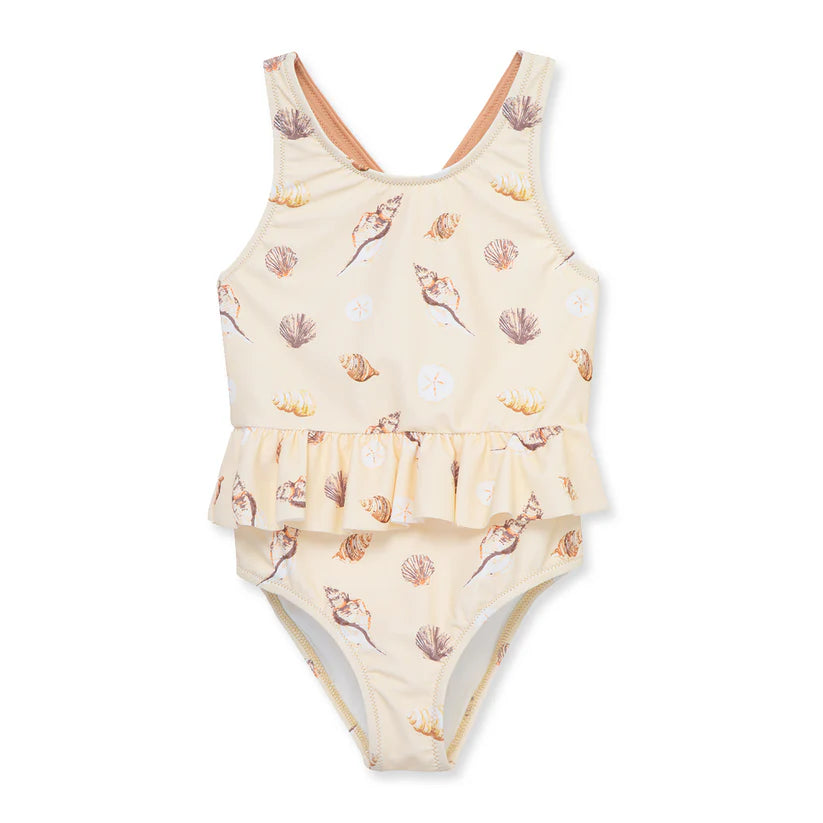Seashells Ruffle Waist Suspender Swimsuit