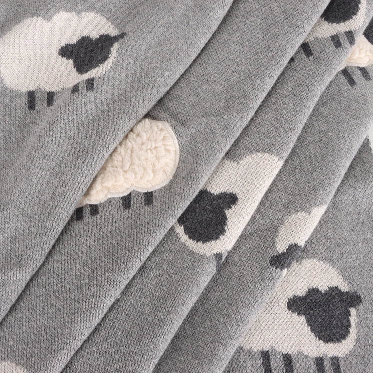 Wooly Sheep 3D Organic Cotton Jacquard Knit Blanket