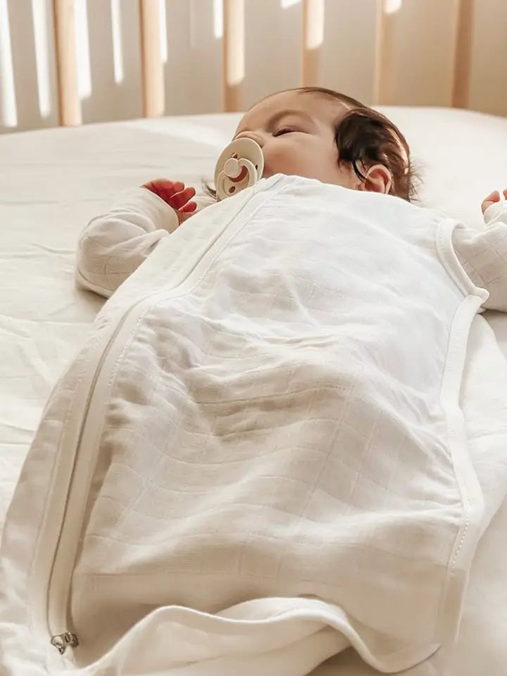 White Organic Cotton Muslin Sleeping Bag