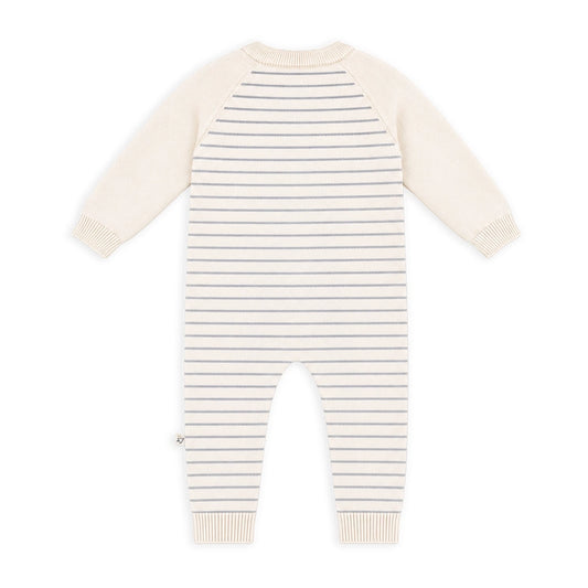 Side Button Knit Stripe Romper
