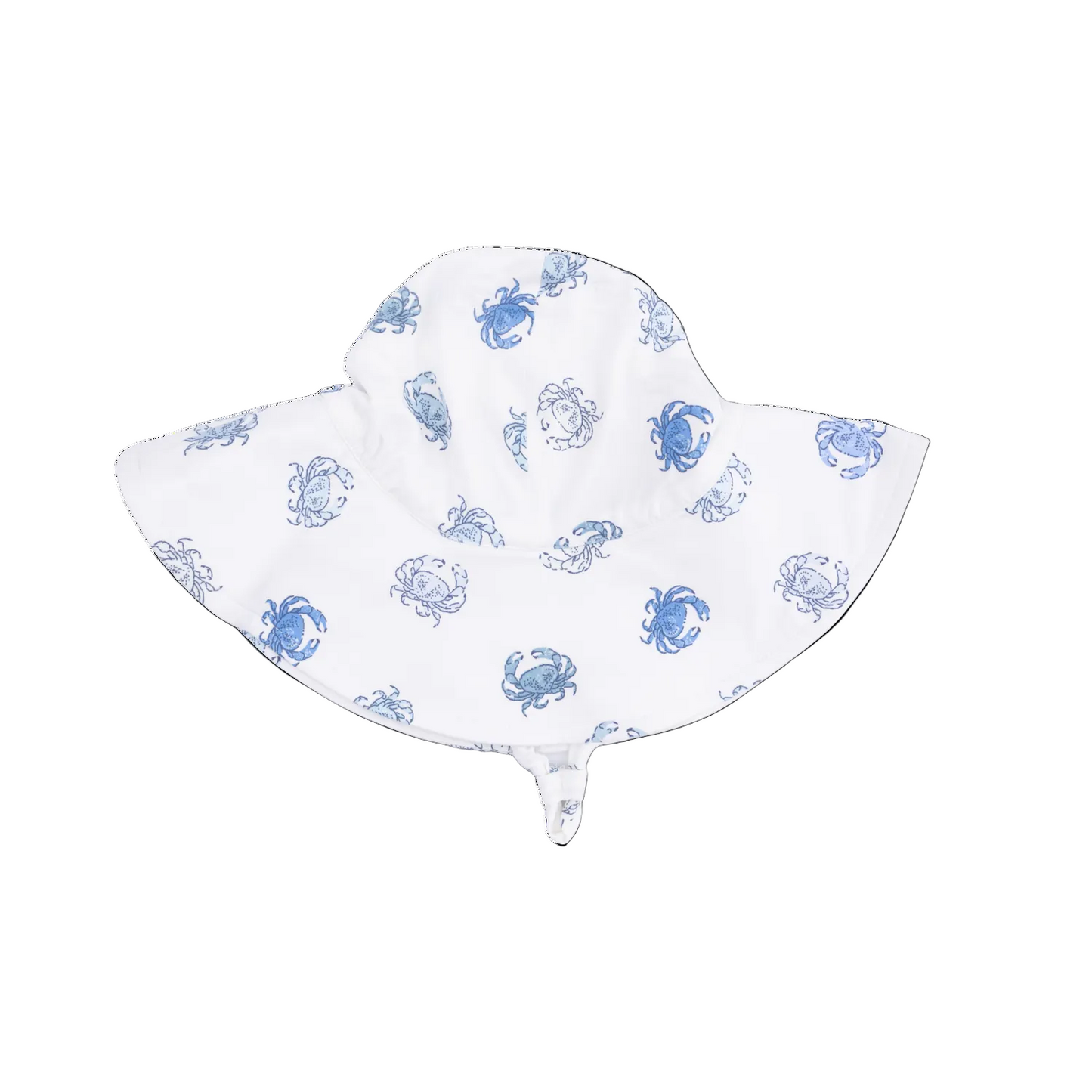 Bamboo Wide Brim Sun Hat in Blue Crabs