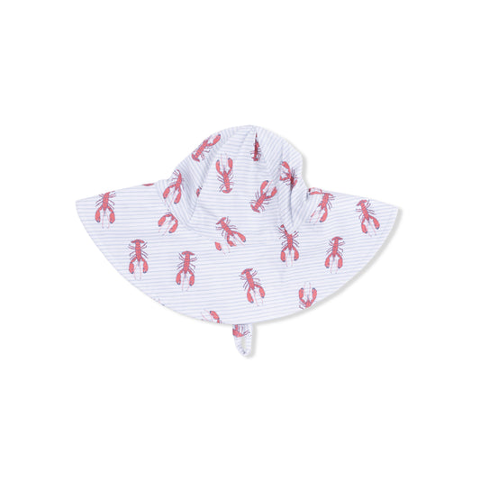 Bamboo Wide Brim Sun Hat in Lobsters