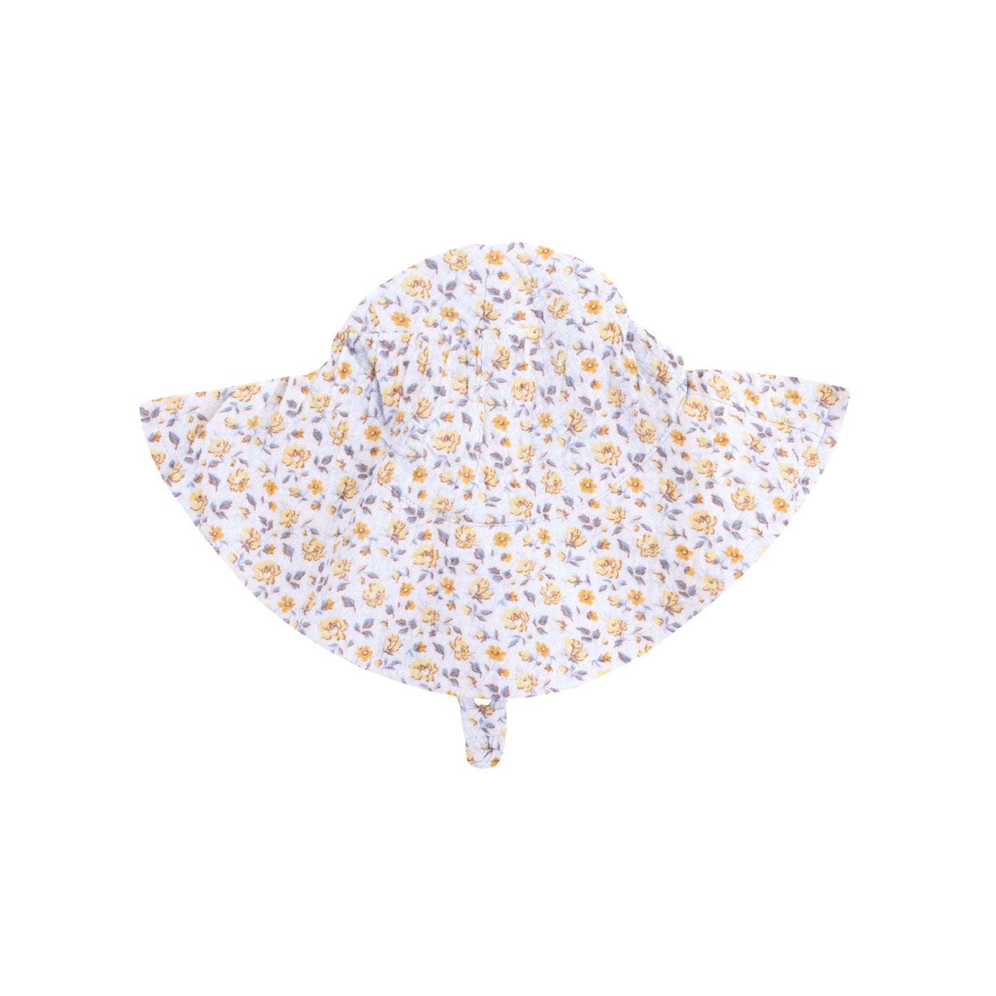 Muslin Wide Brim Sun Hat in Yellow Country Roses